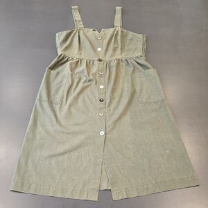 Moon River Olive Green Button-Front Midi Sundress
